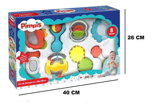 Imagen 3 de 5 de Set Sonajeros Y Mordillos Juguete Para Bebe 8 Piezas Pimpi