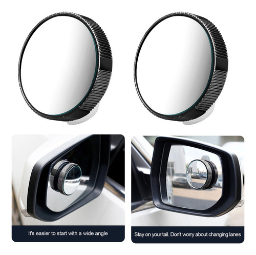 Espejos Punto Ciego 2pcs Sin Marco Convexo 360° Ajustable Pa
