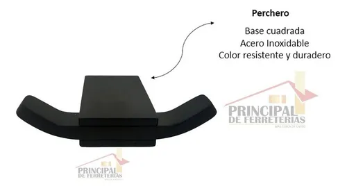 Set De Accesorios Para Baño En Color Negro Cuadrados