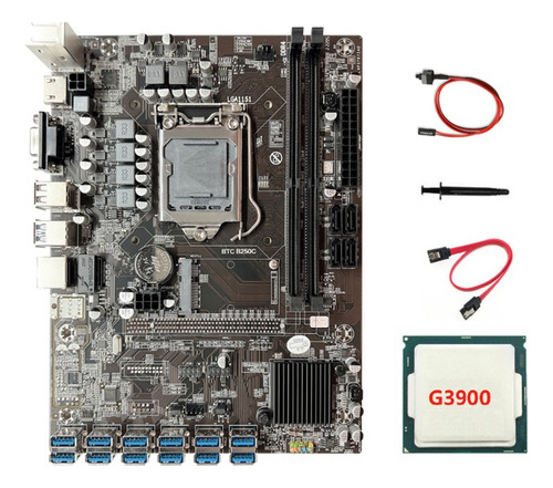 Placa Base Minera B250c Btc De 12 Gpu+g3900 Cpu+cable De Con