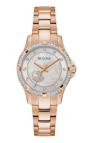 98l303 Reloj Bulova Crystal 30mm Rosado/madre Perla