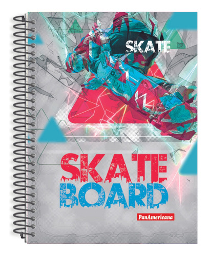 Caderno Capa Dura Skate Universitário 10 Matérias 16 Folhas Cor SKATE BOARD