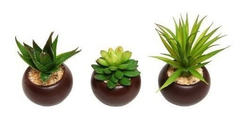 Plantas Mini Suculentas En Macetas Artificiales Set De 3
