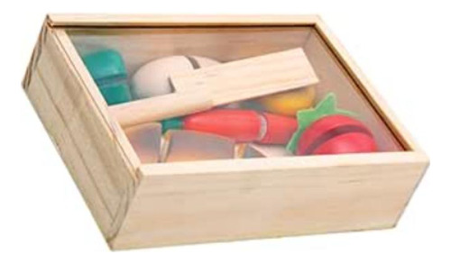 Caja De Frutas Y Verduras De Madera Con Velcro C/tabla 8 Pzs