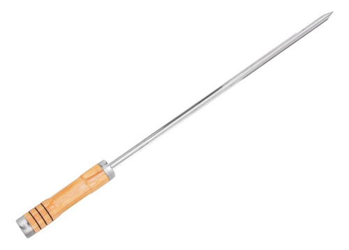 Espeto Galeto Vincado Inox 304 Cabo Em Madeira 75cm