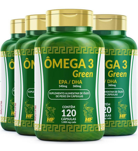 Kit 4 Omega 3 1000mg 120 Cápsulas Melhora O Ficit  Atenção