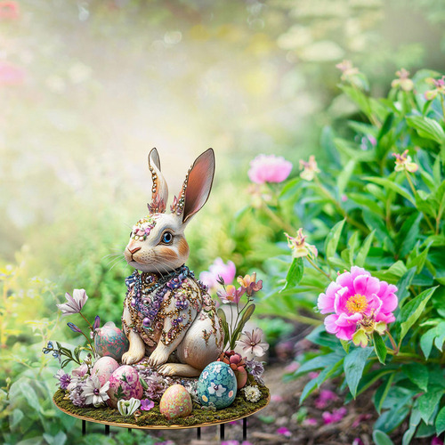 Huevos Y Conejos De Colores De Pascua En V Insertados En El