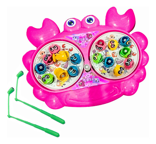 Juego De Pesca Iman Juguete Giratorio Infantil Fucsia