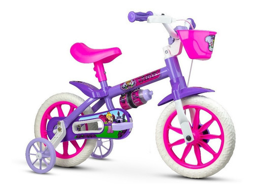 Bicicleta Infantil Menina Nathor Violet Aro 12 Freio Tambor Cor Violeta/Branco/Rosa