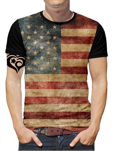 Camiseta Bandeira Do Estados Unidos Masculina Blusa América