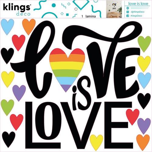Imagen 2 de 5 de Vinilo Decorativo Frase Love Is Love Orgullo Arcoiris