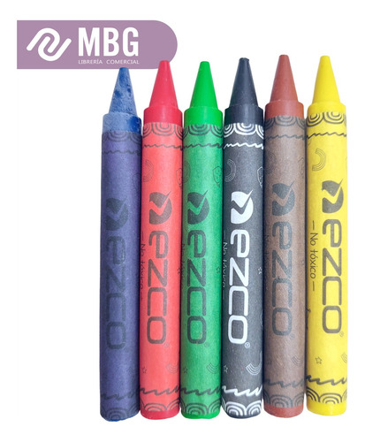 Imagen 2 de 7 de Crayones De Cera Jumbo X 6 Colores Ezco