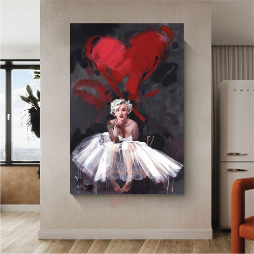 Cuadro Marilyn Monroe Corazón Canvas Grueso 90x60
