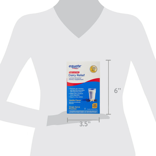 Equate Enzima Masticable De Lactasa Dairy Relief 120 Tableta