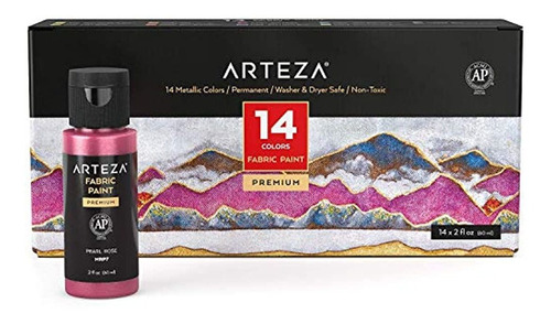 Arteza Pintura Metálica Para Tela, Botellas De 2.0 fl Oz, Ju