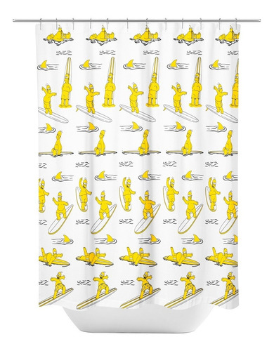 Imagen 2 de 9 de Cortina Baño Los Simpson Extra Gruesa Ganchos Y Protector