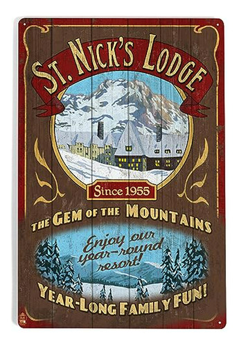 Cuadro St. Nicks Lodge, Decoración Vintage (impresión 9x12)