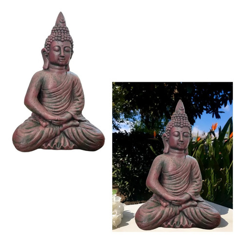 Estatua Figura Buda En Resina Para Jardin Casa Zen 60cm Febo