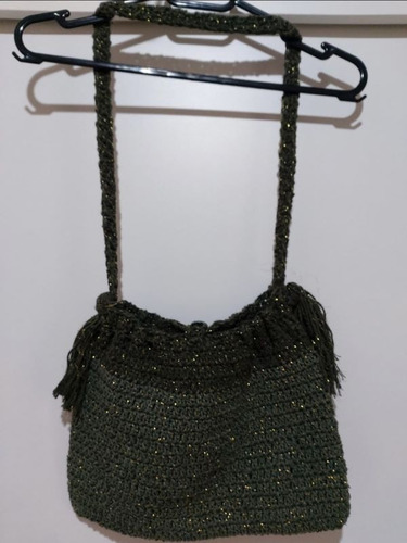 Bolsa De Barbante Com Brilho Cor Verde - Artesanal