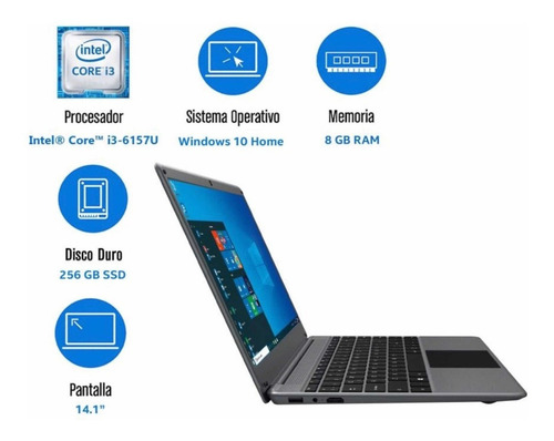 Laptop Ghia Libero Elite Intel Ci3-10110u 8gb 256gb 14 Color Gris - Excelente (Reacondicionado)
