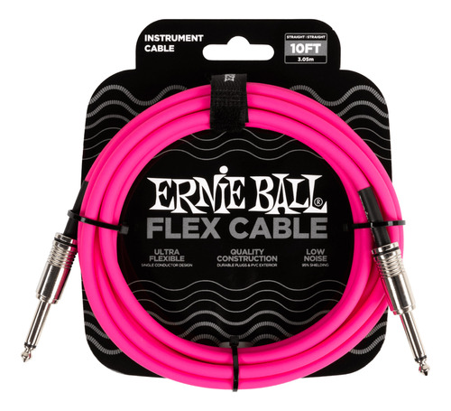 Ernie Ball Cable Para Instrumento P06413 3 Mts Rosa Flex