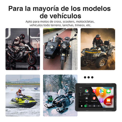 Estéreo Portátil Motocicleta Carplay Android Auto Cámara Dvr Color Black grandnavi