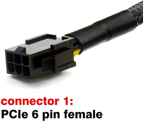 Imagen 3 de 3 de Cable Pcie Splitter Mallado 6 Pines A 2 X 8 (6+2) Reforzado