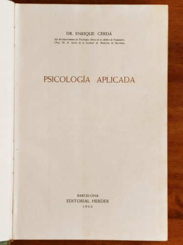 Psicología Aplicada / Dr. Enrique Cerdá