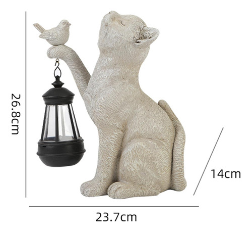 Estatua De Gato Con Luz Solar Para Jardín Al Aire Libre,