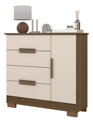 Cômoda Sapateira Ms Com 4 Gavetas Organizadora De Roupa Para Quarto Grande Jequitibá Off