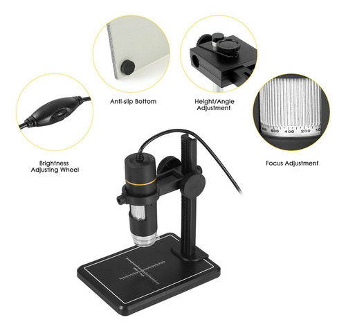 Luz De Microscopio Con Soporte, Lupa Digital Con Usb