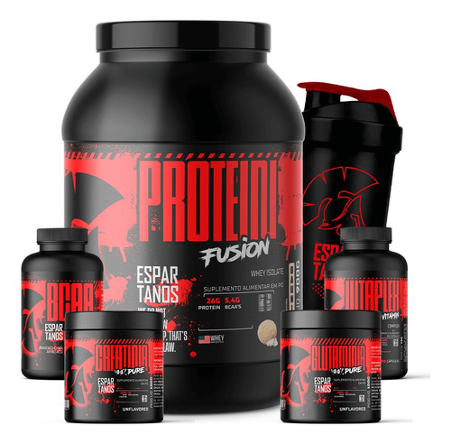 Kit Whey, Bcaa, Creatina E Copo Espartanos Nutrition 6 Itens