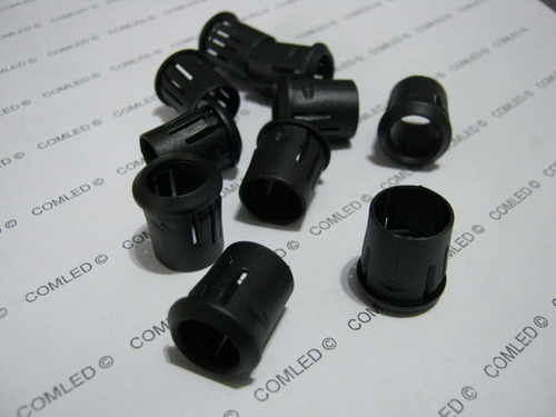 5x Suporte Preto Para Led 10mm Fácil Instalar Encaixe Trava