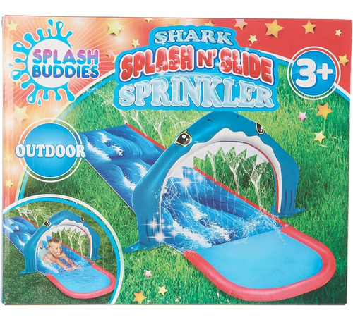 ~? Splash Buddies Blue Shark Slip N Slide Con Sprinkler Tobo