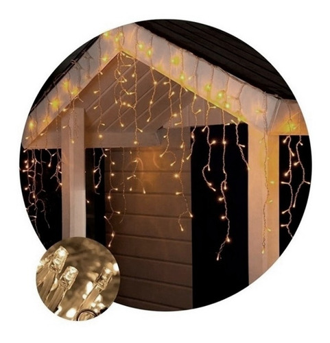 Imagen 2 de 6 de Cortina Luces Led Calidas Con Enchufe 220v 3 X 0,50 Mts