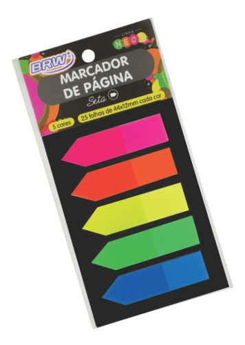 Marcador De Pagina Adesivo 12x44mm Neon Seta 5 Cores