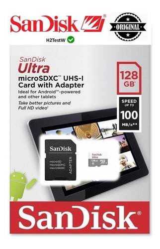 Imagem 1 de 6 de Cartão Memória Sandisk Ultra 128gb 100mb/s Lacrado