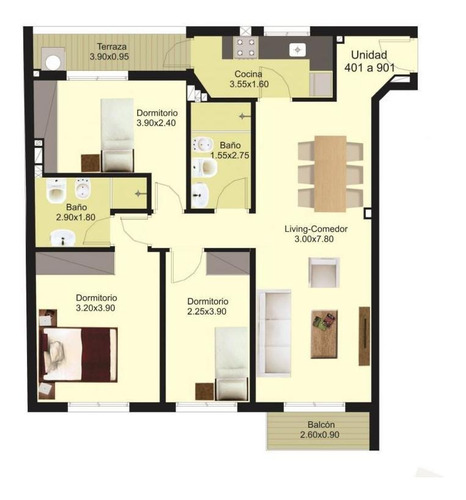 Apartamento 3 Dormitorios ,sobre Principal Avenida