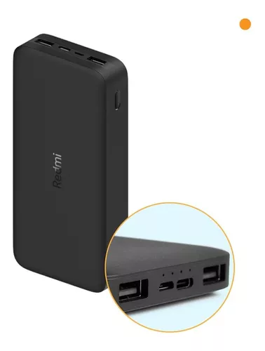 Xiaomi Redmi Bateria Externa/Power Bank 20000 mAh - Carga Rapida 18W - 2x  USB-A , 1x USB-C, 1x Micro USB - Color Negro