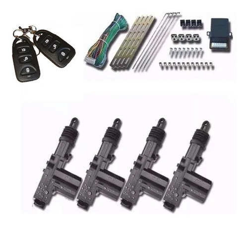 Imagen 1 de 7 de Kit Cierre Centralizado Universal Auto 4 Puertas Con Control