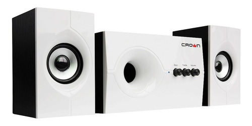 Imagen 2 de 7 de Home Theater Parlantes Mdf Blanco 2.1 Crown- Tv
