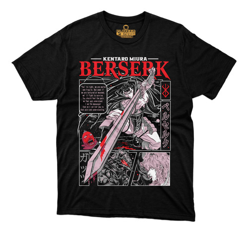 Playera Berserk Cartel Guerrero Negro Guts Anime Manga