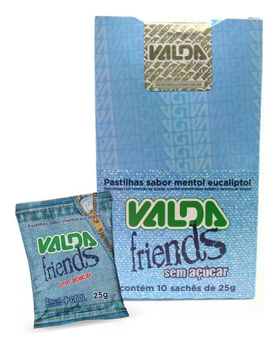 Kit Pastilha Valda Friends Mentol Eucalipitol 10 Sachês 25g