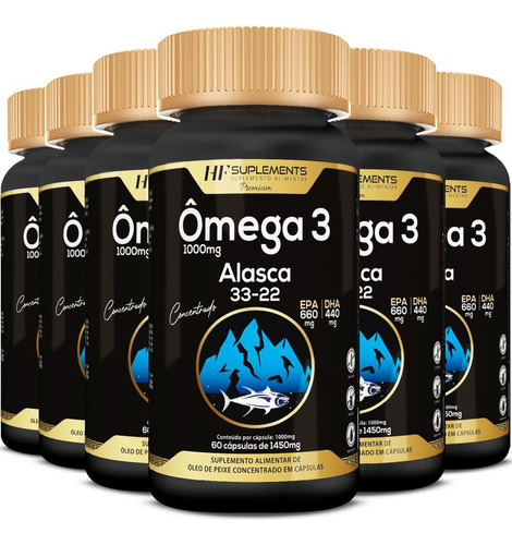 Kit 6x Omega 3 Com 1000mg Epa E Dha Super Concentrado 60caps