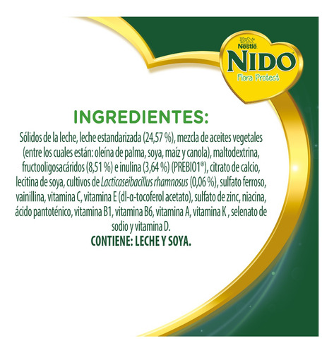Alimento Niños De Corta Edad Nido Flora Protect 1 Lata 1.6kg A Base De Leche En Polvo