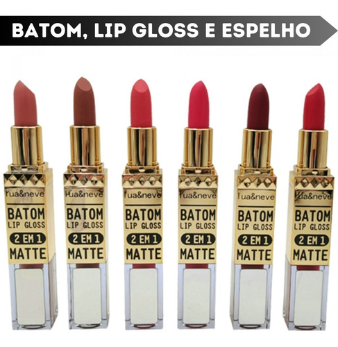 2 Em 1 Batom Matte E Lip Gloss Com Espelho Lua E Neve