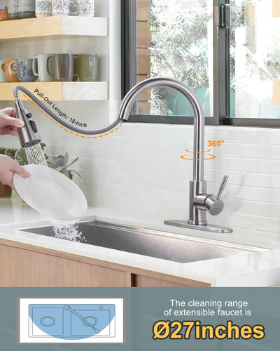 Grifo De Cocina Wowow De Acero Inoxidable Sus 304 Con Rociad
