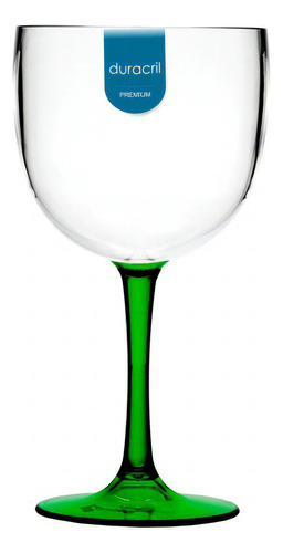 12 Taças De Gin Tônica Acrílico Base Colorida  580 Ml Cor Verde Translucido Escuro