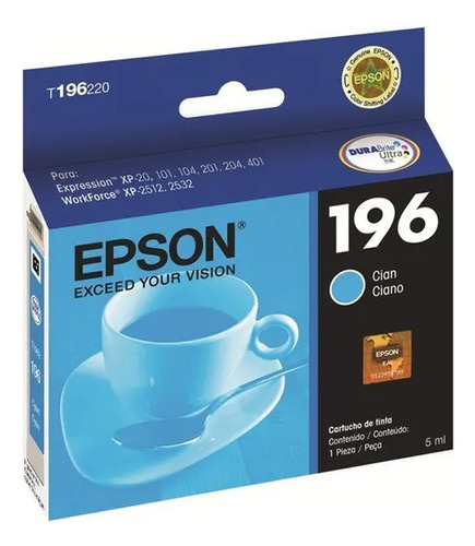 Cartucho Epson T196220 Cyan Xp101 104 201 204 211 401 411