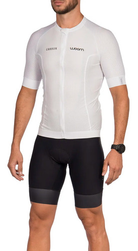 Camisa Woom Masculina Carbon Ice Legend Branca Ciclismo Fit
